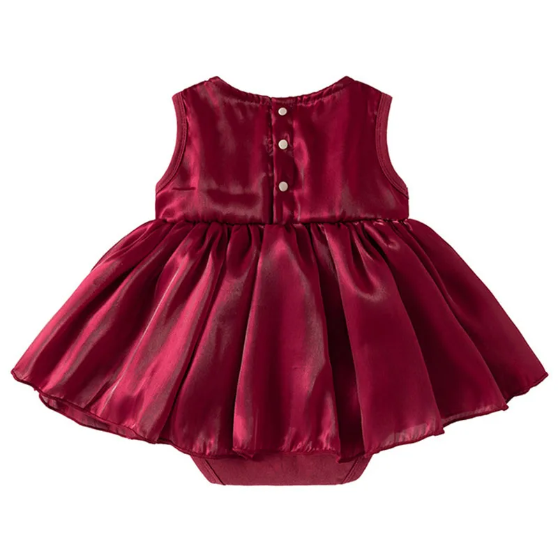 Ropa de verano para niña, monos rojos de malla sin mangas con bonito lazo coreano y monos de una pieza, artículos para recién nacidos, ropa para bebé B101 - imagen 2