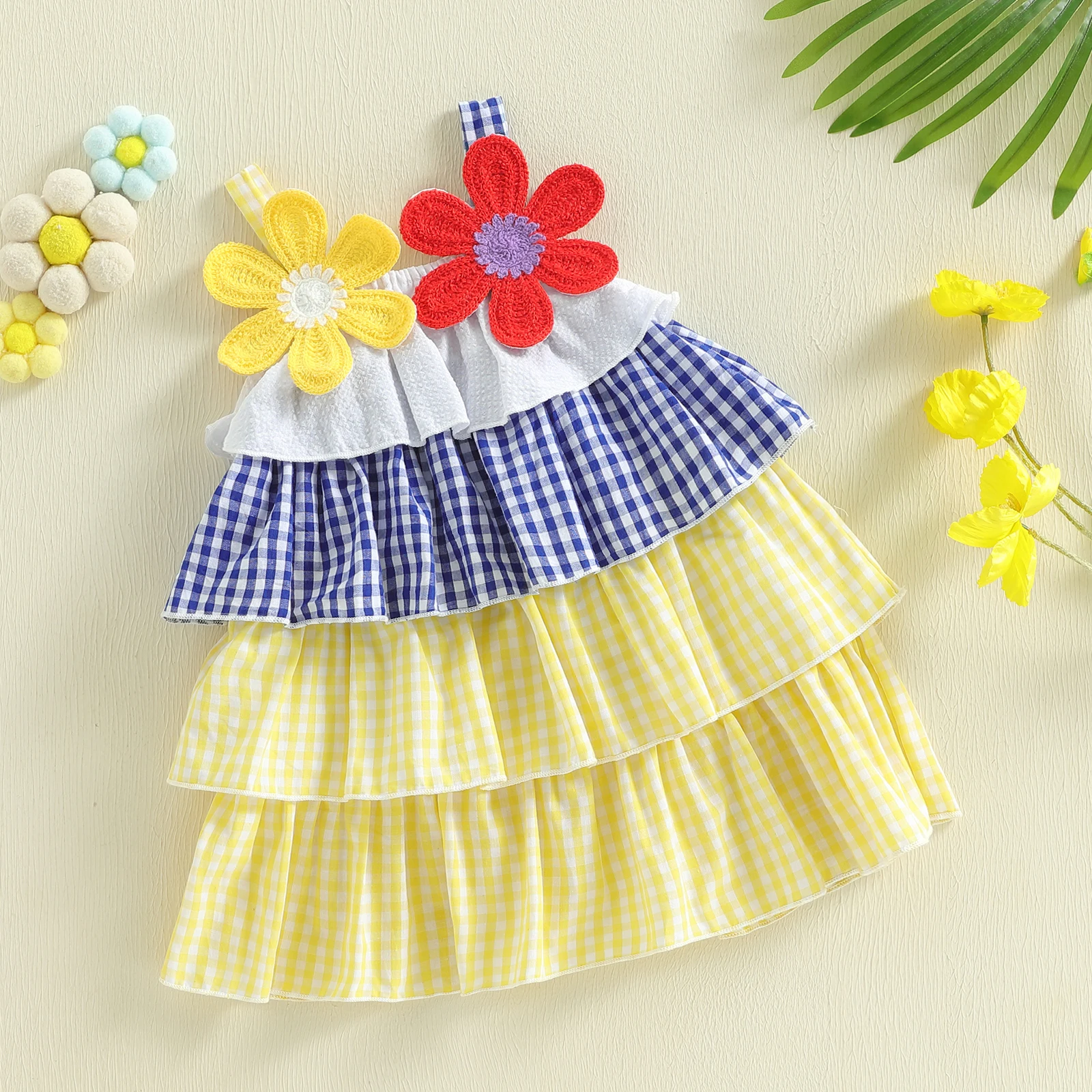 Vestido de verano para niña con volantes y flores - imagen 3