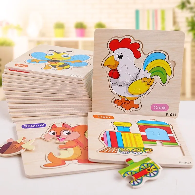 Puzle 3D de madera con animales divertidos para niños