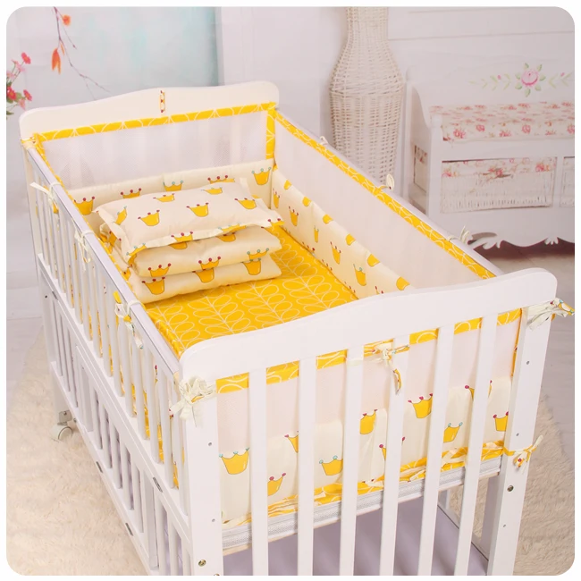 Juegos de cama de algodón para cuna de bebé, parachoques de algodón y malla transpirable de retazos, parachoques para cama de bebé en primavera y verano, parachoques/sábana - imagen 5