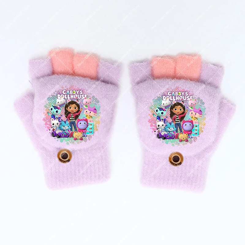 Casas de muñecas Kawaii Gabby, guantes bonitos para niñas, guantes informales de dibujos animados para niños, mitones de Anime, accesorios cálidos de invierno, regalo de Navidad 2026 - imagen 2