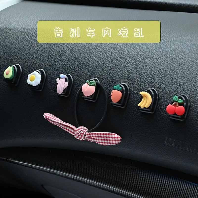 Gancho para coche, Mini gancho bonito de dibujos animados para respaldo de asiento de coche, colgador adhesivo multifuncional creativo, organizador automático, almacenamiento de accesorios