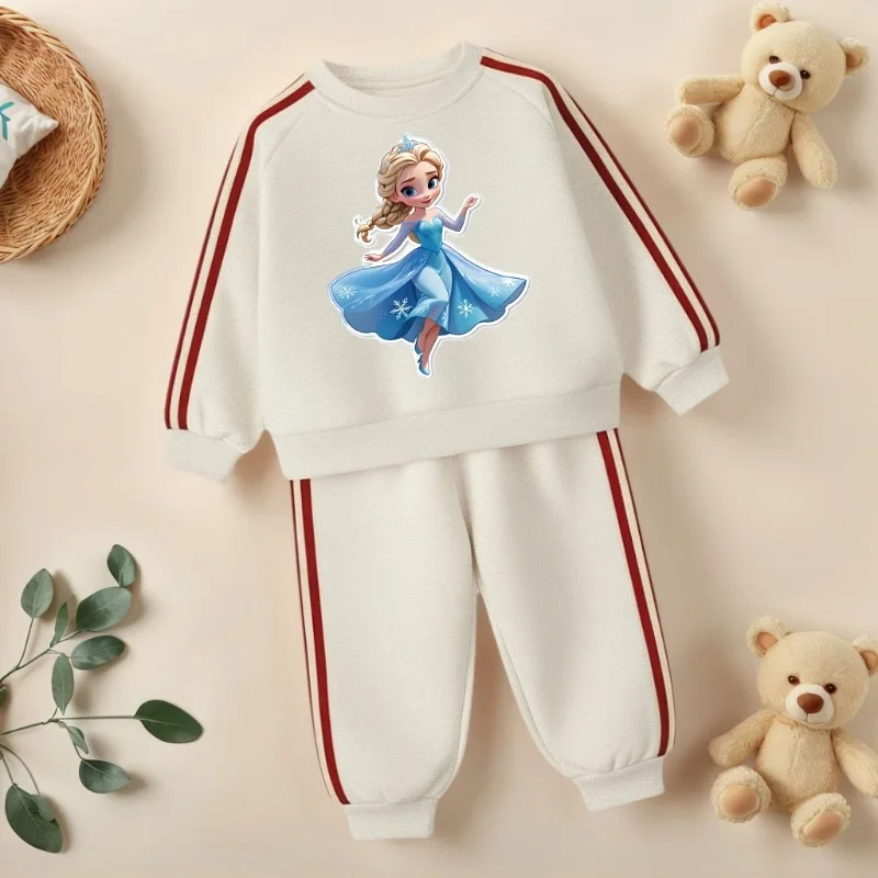 Conjuntos de sudaderas informales para niños, sudaderas con capucha y pantalón largo con cuello redondo, traje de dos piezas, chándales para niñas de Disney, primavera 2026 - imagen 3