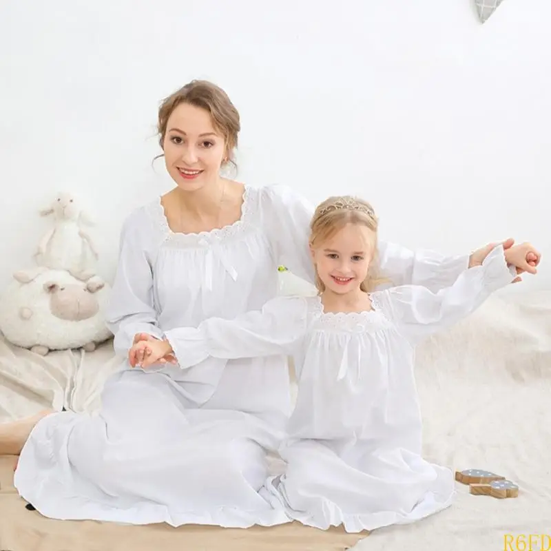 Vestido de dormir de princesa para niñas, camisón de algodón suave para madre e hija, ropa cómoda para fiestas en el hogar o en pijamas - imagen 2