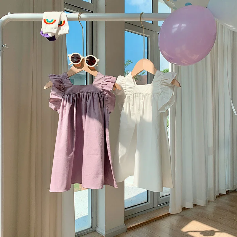 Vestidos verano niña – Manga acampanada y cuello cuadrado - imagen 4