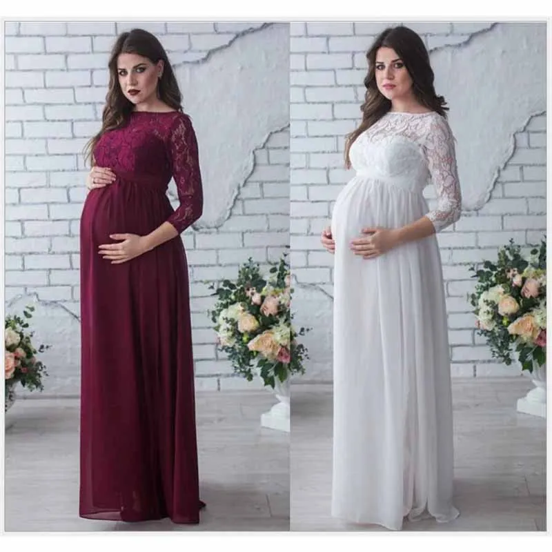 Vestido de maternidad de encaje para fotos de embarazo – estilo elegante - imagen 3