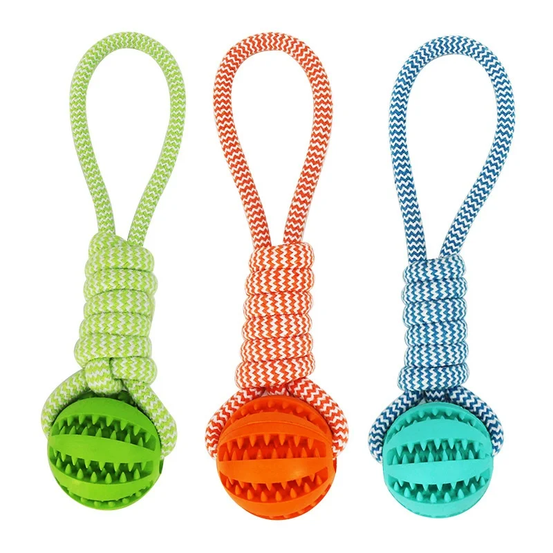 Pelota de juguete para perros con cuerda, bolas interactivas con fugas para perros pequeños y medianos, resistente a mordeduras, limpieza dental para mascotas - imagen 5