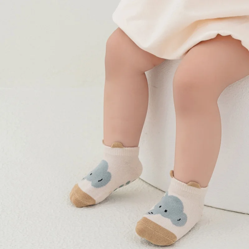 3/6 pares de calcetines para niños y niñas, calcetines antideslizantes de algodón con estampado informal de primavera para niños y niñas, calcetines antideslizantes para el suelo del bebé - imagen 5