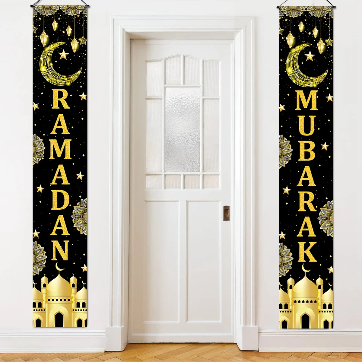 Bannière de porte Eid Mubarak, décoration pour la maison du Ramadan, décor de fête musulmane islamique, cadeaux de l'eid, Abaya AL Adha, Ramadan Kareem
