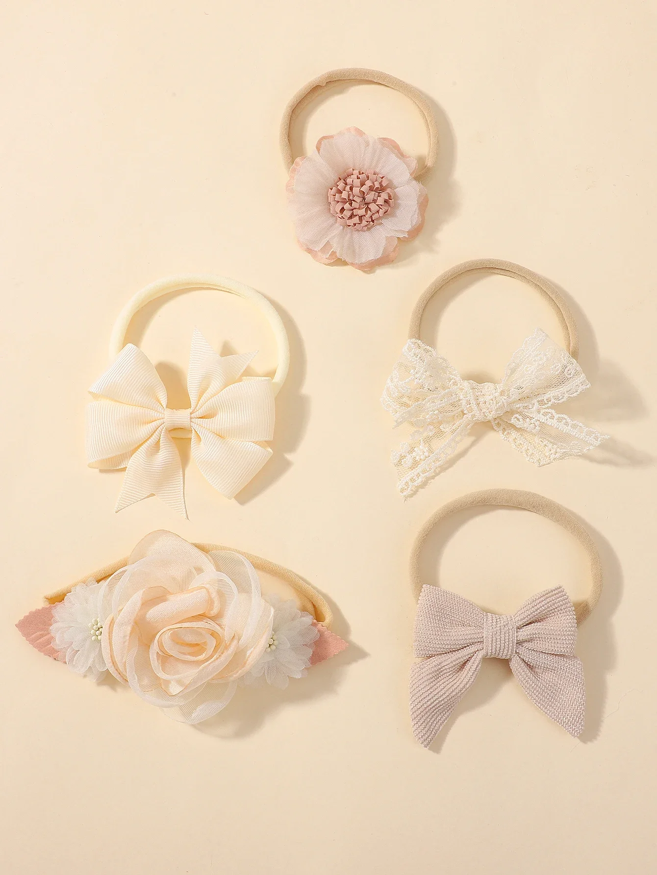 Diademas de encaje con lazo y flores para bebé recién nacido - imagen 3