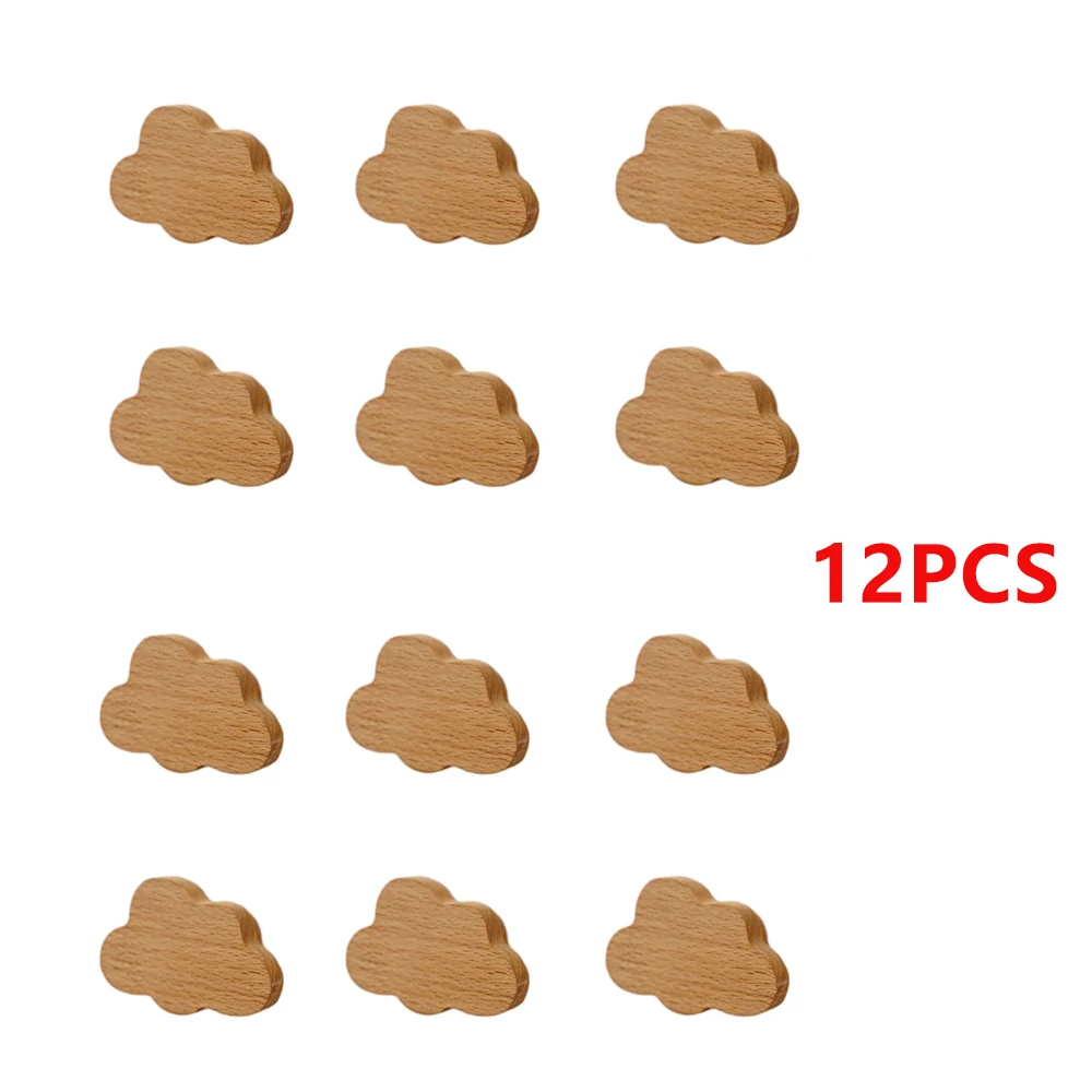 6/12 Uds. Perillas de madera para cajón de nube, manijas para muebles con forma de nube/estrella, tiradores de madera para gabinete de niños con estrellas de nube, perillas con tornillos - imagen 5