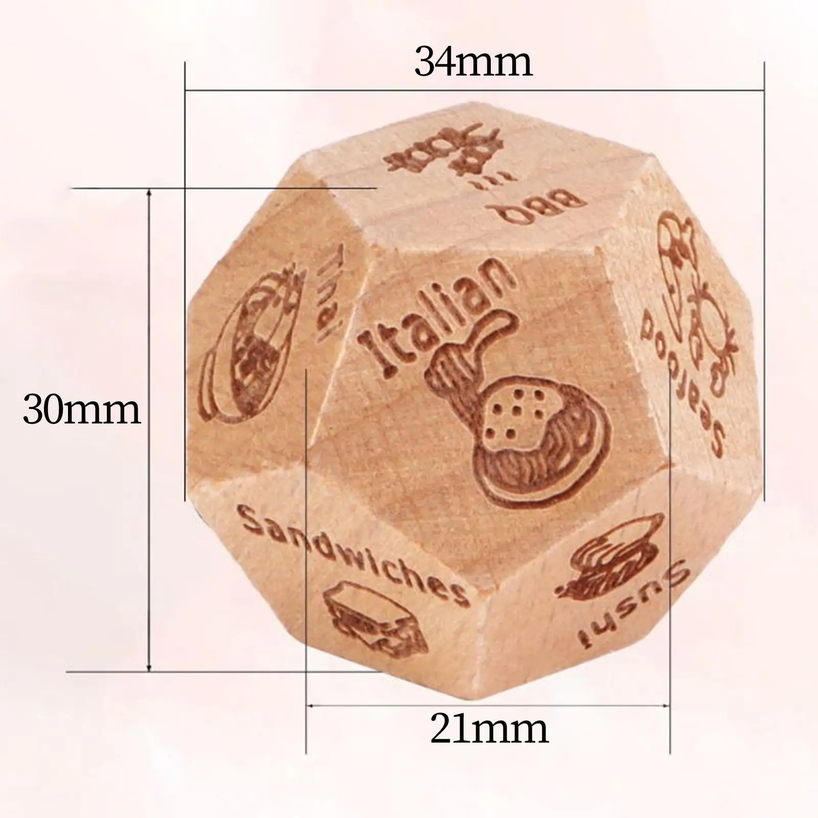 D12 Polyhedral Dice Date Night Dice Entertainment Toys, Wood Valentine's Day Gifts for Role Playing Game Card Game Table Game