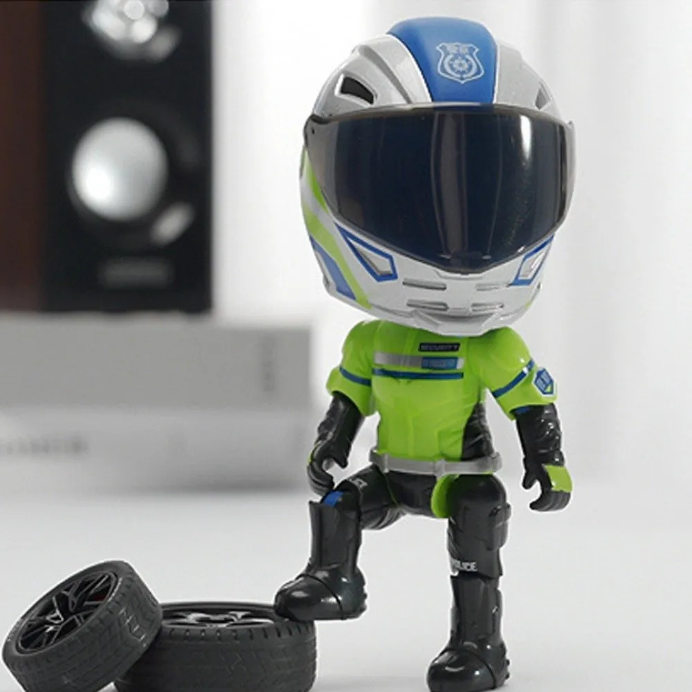 Muñeco articulado motociclista de aleación con casco móvil