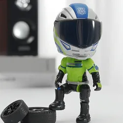 Muñeco articulado motociclista de aleación con casco móvil