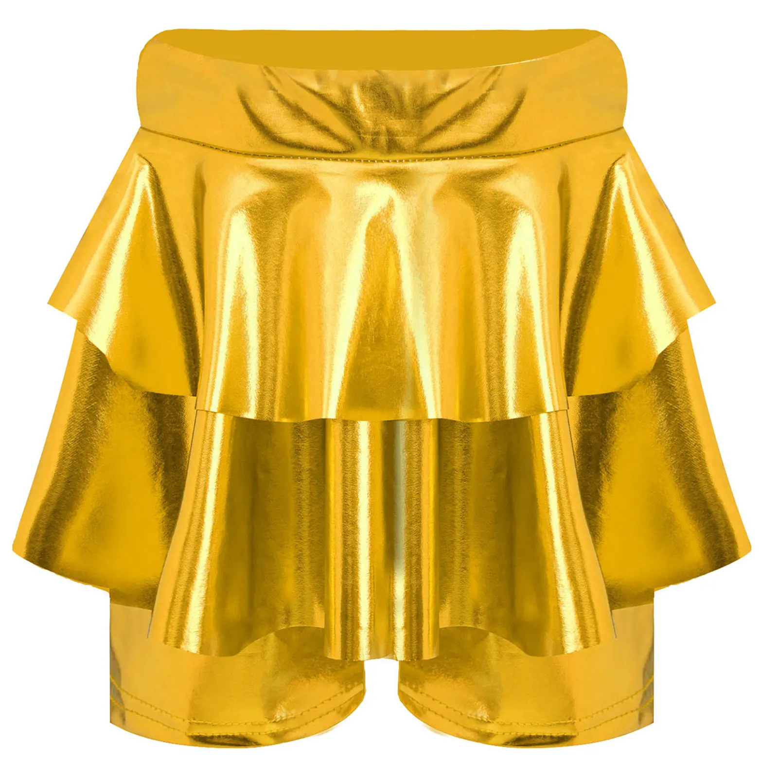 Calzoncillos tipo bóxer para niñas, pantalones cortos con falda metálica, cintura alta, cintura elástica, Culotte para actuación de porristas y baile de Jazz - imagen 4