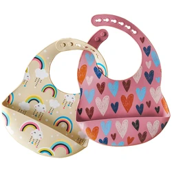 Babero de silicona impermeable con estampado para bebé