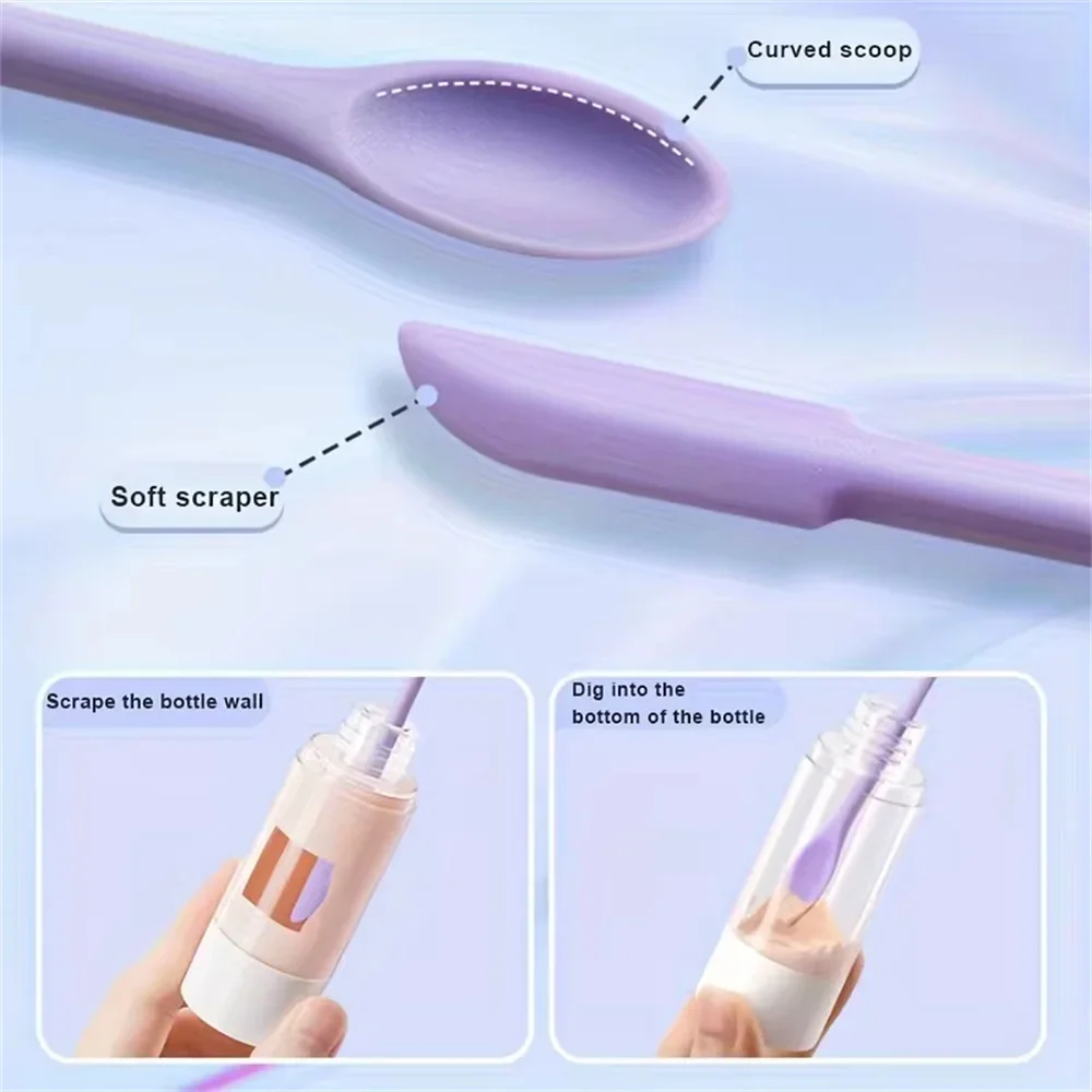 Raspador Mini juego de brochas de maquillaje de excavación cosmética suave, 3 uds., cuchara de silicona, cucharas para raspar mermelada, cepillo para mascarilla facial - imagen 4