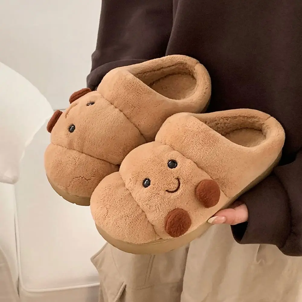 Zapatillas de algodón kawaii a la moda para invierno, zapatos planos suaves antideslizantes para mantener el calor, pantuflas peludas con parte inferior gruesa para interior del hogar - imagen 4