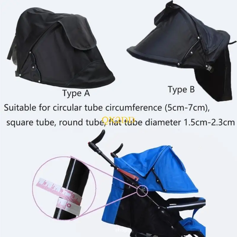 QX2D Toldo solar resistente para cochecito de bebé sin desgarros - imagen 2