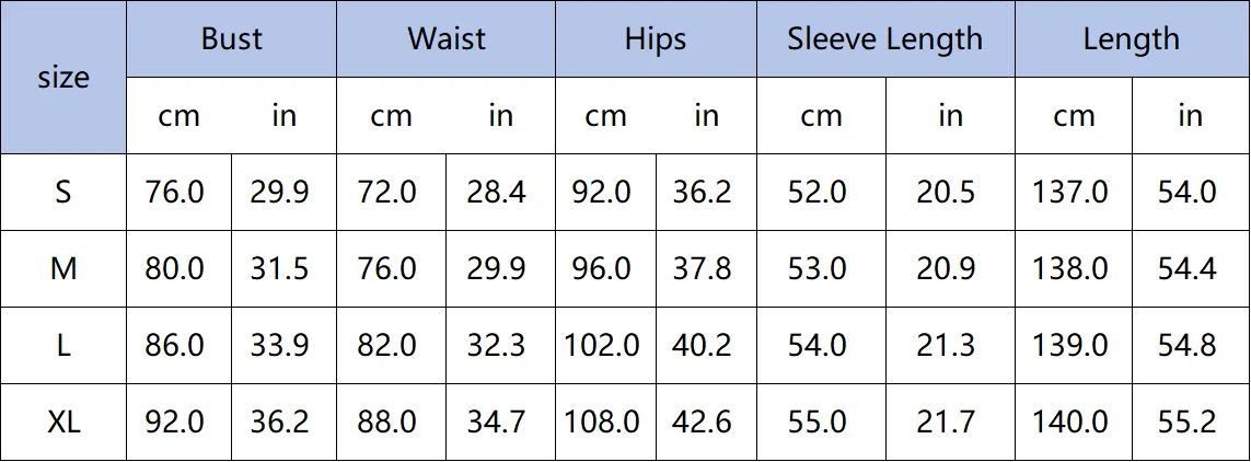 Tabla de tallas para vestido de maternidad