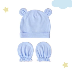 Gorro y manoplas de algodón para bebé recién nacido