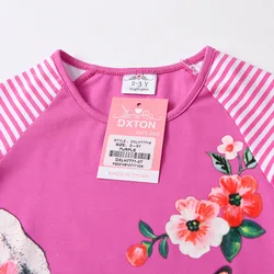 DXTON vestido de primavera para niñas con mangas rayadas y flores