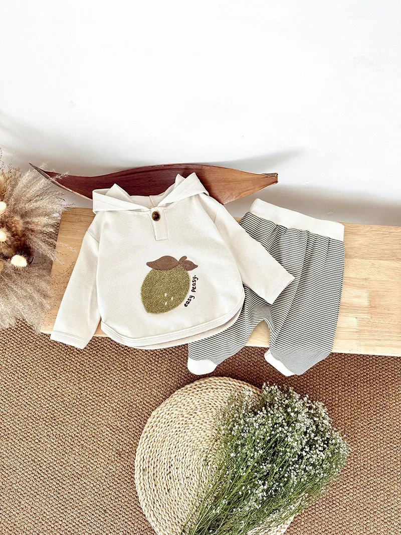 MILANCEL, nuevo conjunto de ropa de otoño para bebés de 6 a 3 años, sudadera con capucha y pantalones holgados de oso dulce para niñas, traje para niños pequeños versión coreana, 2 uds. - imagen 5