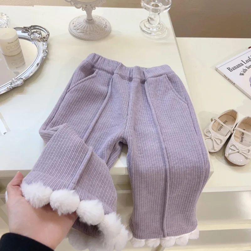 Conjunto de 2 piezas para niñas coreanas de invierno 2025, cárdigan de punto elegante + pantalones de lana, cálido, suave, versátil para uso diario y escolar - imagen 3