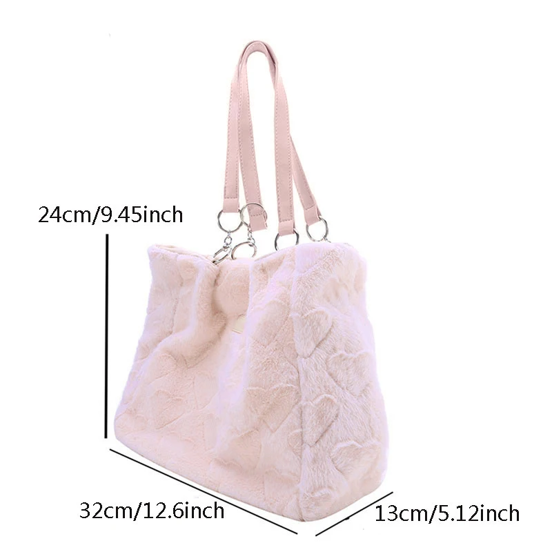 Bolso de hombro de felpa para ir al trabajo, nuevo bolso informal sencillo, bolso de felpa bonito de gran capacidad, tendencia urbana - imagen 4