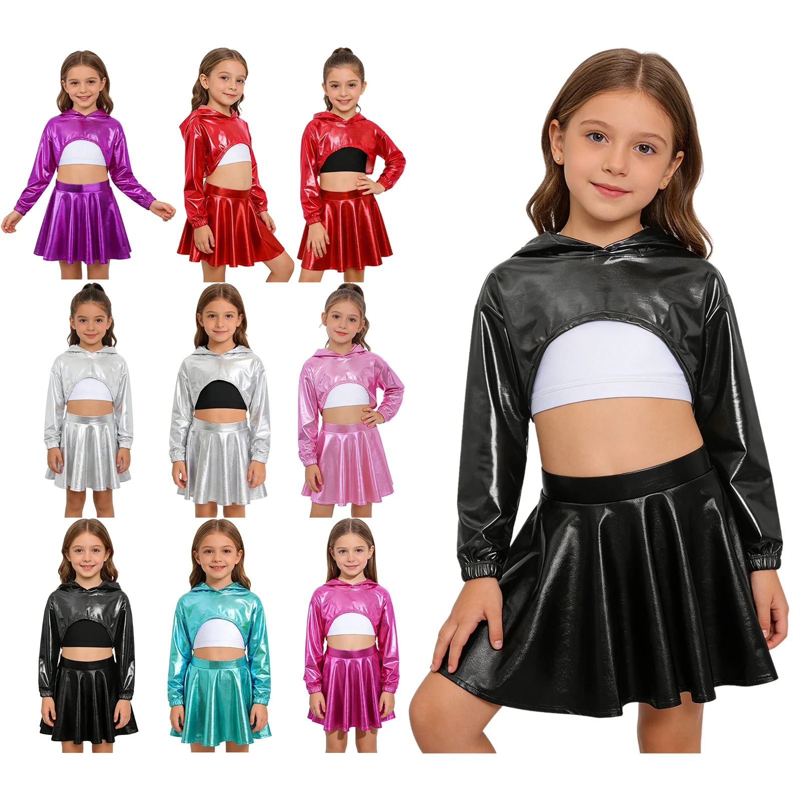 Conjunto baile hip-hop para niñas con falda de animadora - imagen 2