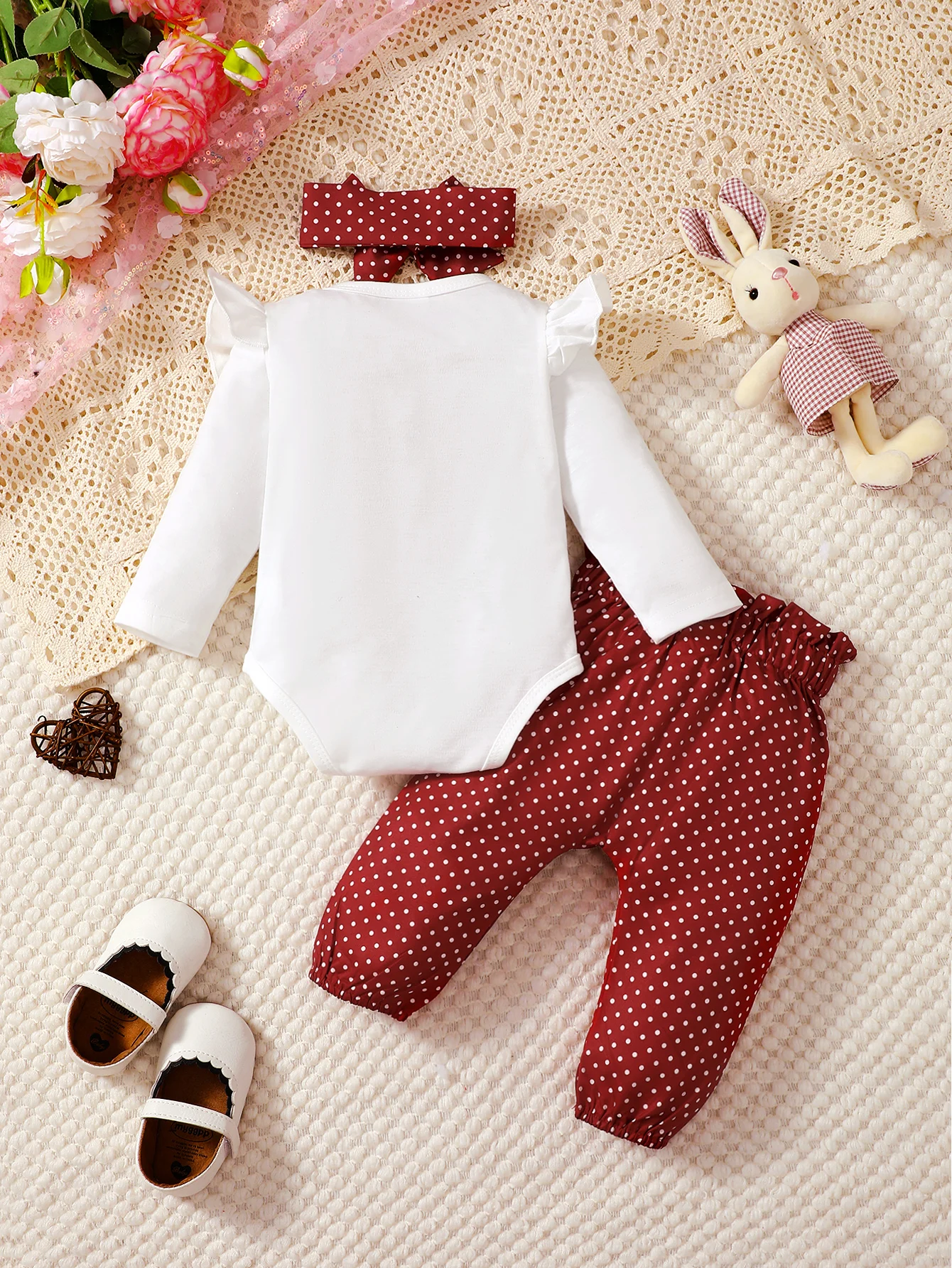 Conjunto para bebé niña recién nacida con mono de conejo y diadema - imagen 4
