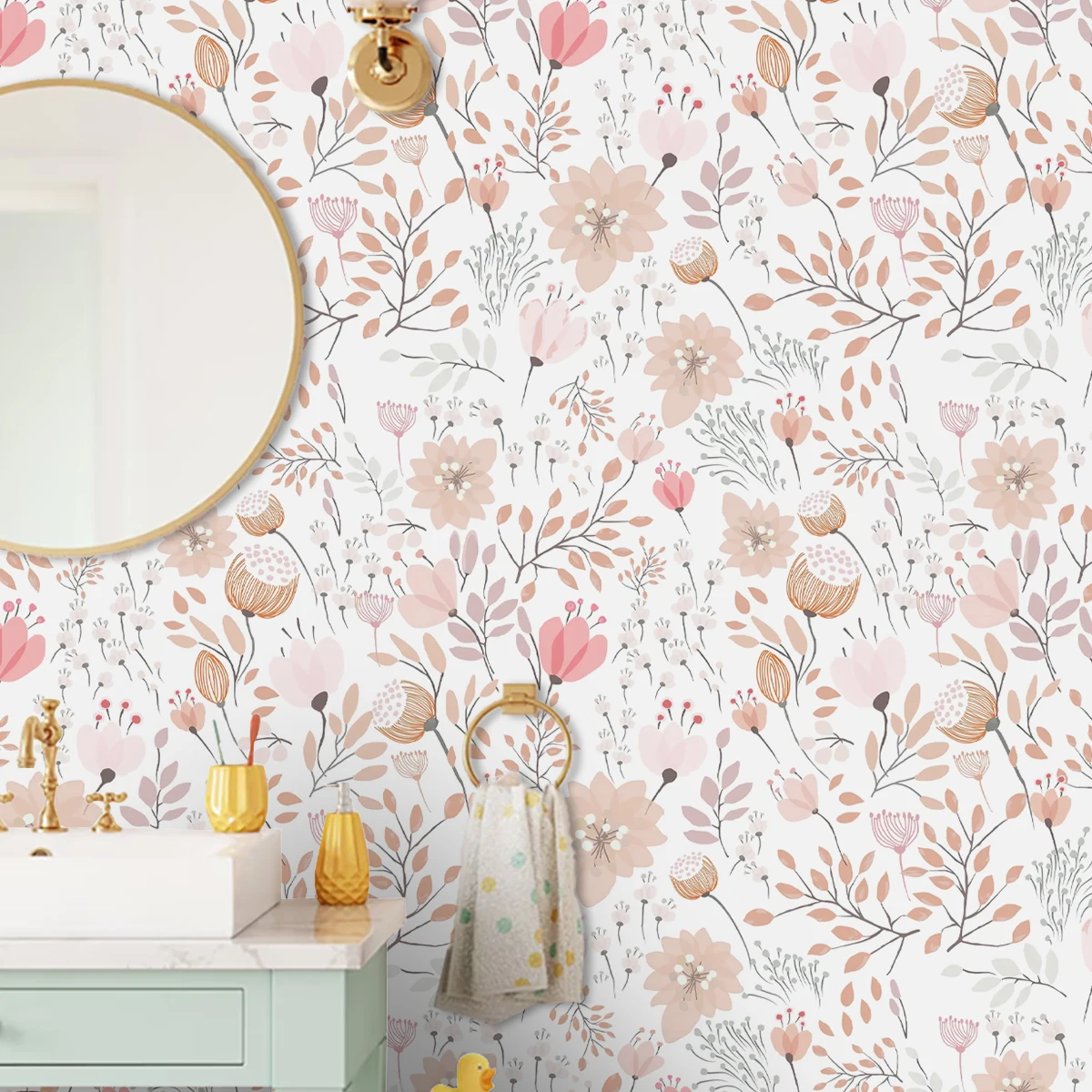 Papel tapiz bohemio floral autoadhesivo para habitación infantil - imagen 2