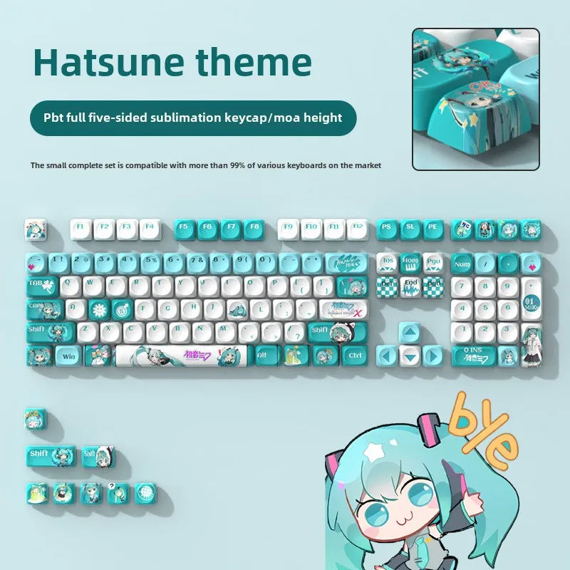 Hatsune Miku DIY Keycap Material PBT cinco lados sublimación térmica Teclado mecánico Keycaps eje transversal Keycap Accesorios - imagen 5