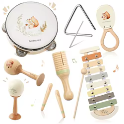 Instrumentos musicales Montessori para niños, juguetes de madera para bebés, instrumentos musicales para niños, juguetes para niños pequeños, juegos de instrumentos de ardilla, regalo
