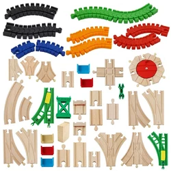 Set de vías de madera de haya para tren infantil – Expansión versátil