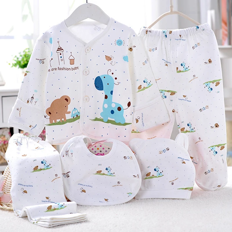 Conjunto de ropa para recién nacido, conjunto de 5 piezas de algodón con estampado de dibujos animados, Tops y Pantalones suaves, BC243 - imagen 4