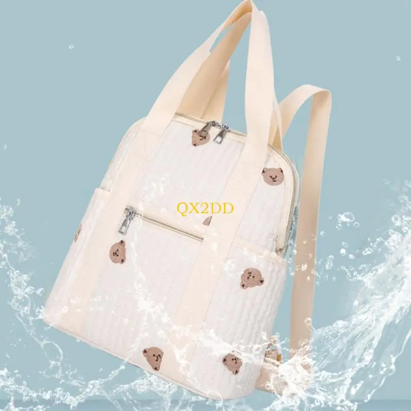 QX2D Mochila moderna para padres Compartimentos multifuncionales Bolsillo lateral agarre rápido - imagen 3