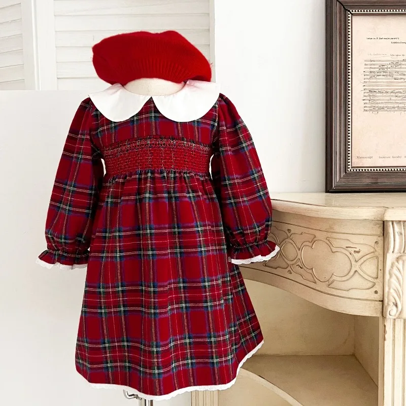 Vestido de cumpleaños de Navidad para niña: trajes formales para hermanos de manga larga de primavera y otoño, detalle de lazo, vestidos de algodón para niños respetuosos con la piel - imagen 3