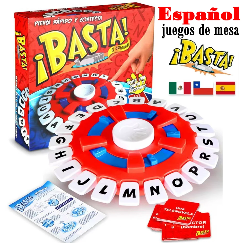 Juego Basta español, juguetes De cartas De reunión familiar De ritmo rápido para adultos y niños, aprendizaje De letras, Lengua española, Juegos De Mesas
