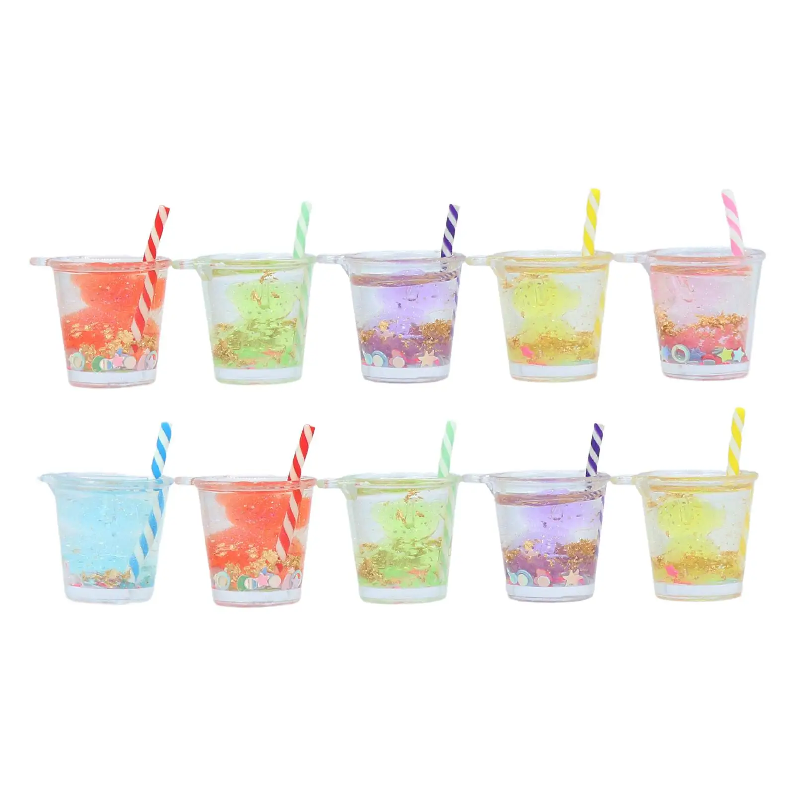10Pcs 1/12 Scale Dollhouse Juice Cups for Dollhouse Restaurants Living Room