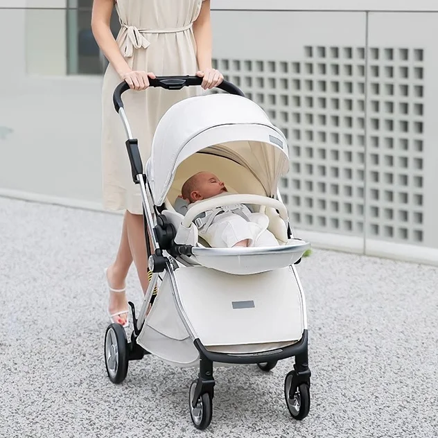 2025 nuevo cochecito de bebé ligero, cochecito de bebé de alta vista, plegable, asiento bidireccional, con mosquitera, cochecito de bebé absorbente de golpes