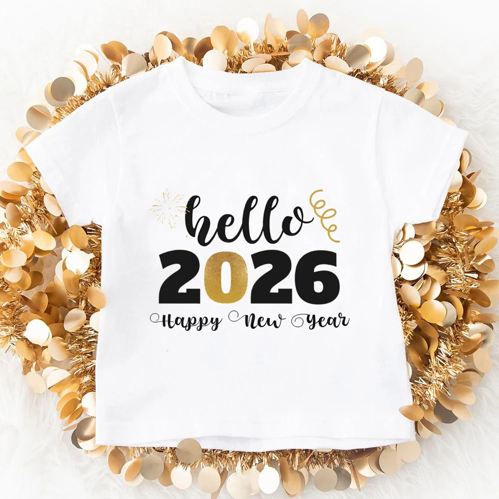 Hola 2026 Feliz Año Nuevo trajes a juego para la familia papá, mamá e hija, camiseta para hijo, pelele para bebé, apariencia familiar, ropa de Año Nuevo - imagen 5