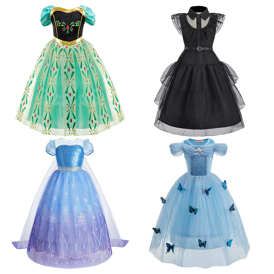 Vestido de princesa Anna para niñas pequeñas, ropa de Rapunzel, Reina de la nieve, Navidad, Halloween, fiesta de disfraces
