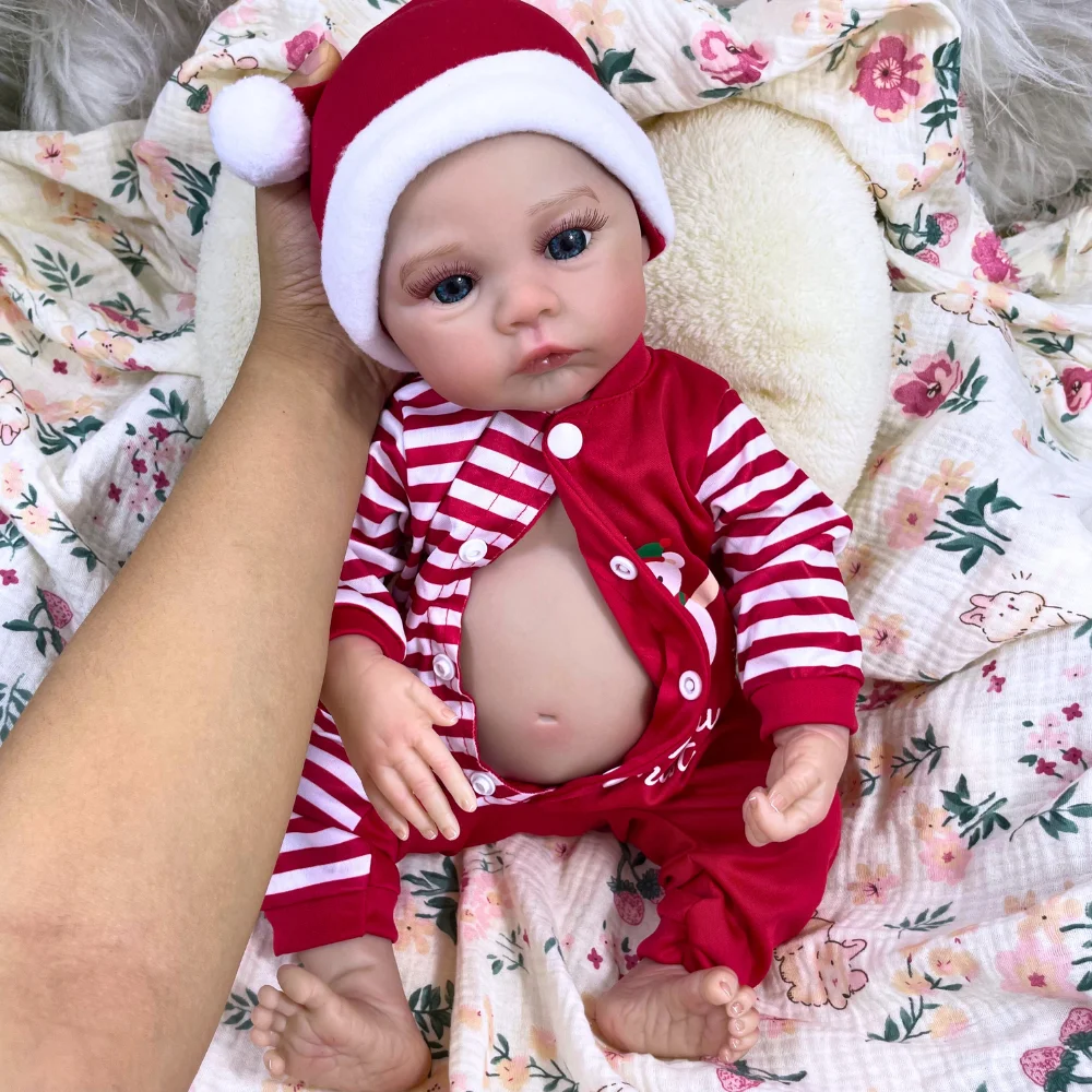 MRB-Muñeca Reborn realista de 18 pulgadas, imagen Real de pradera, cuerpo completo de vinilo, piel 3D lavable, venas visibles, muñeca de Navidad - imagen 4