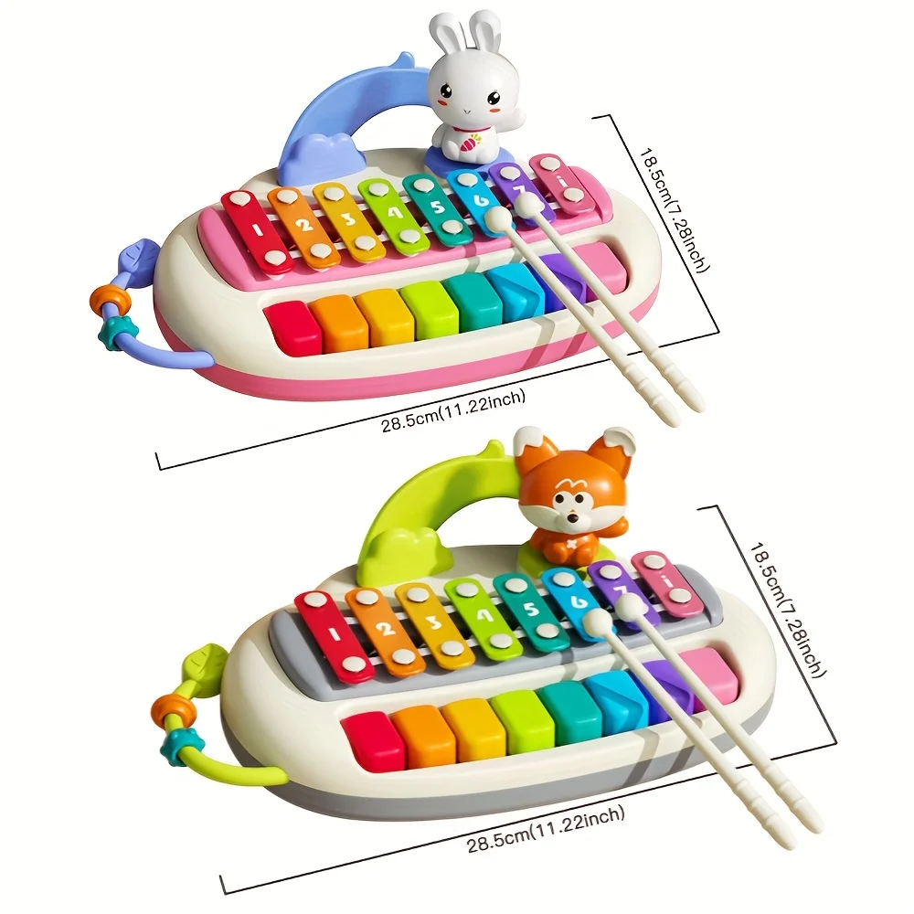 Teclado de juguete de piano de cola para bebé 2 en 1, botones de sonido interactivos y mazos para aprendizaje musical, desarrollo de habilidades motoras - imagen 2