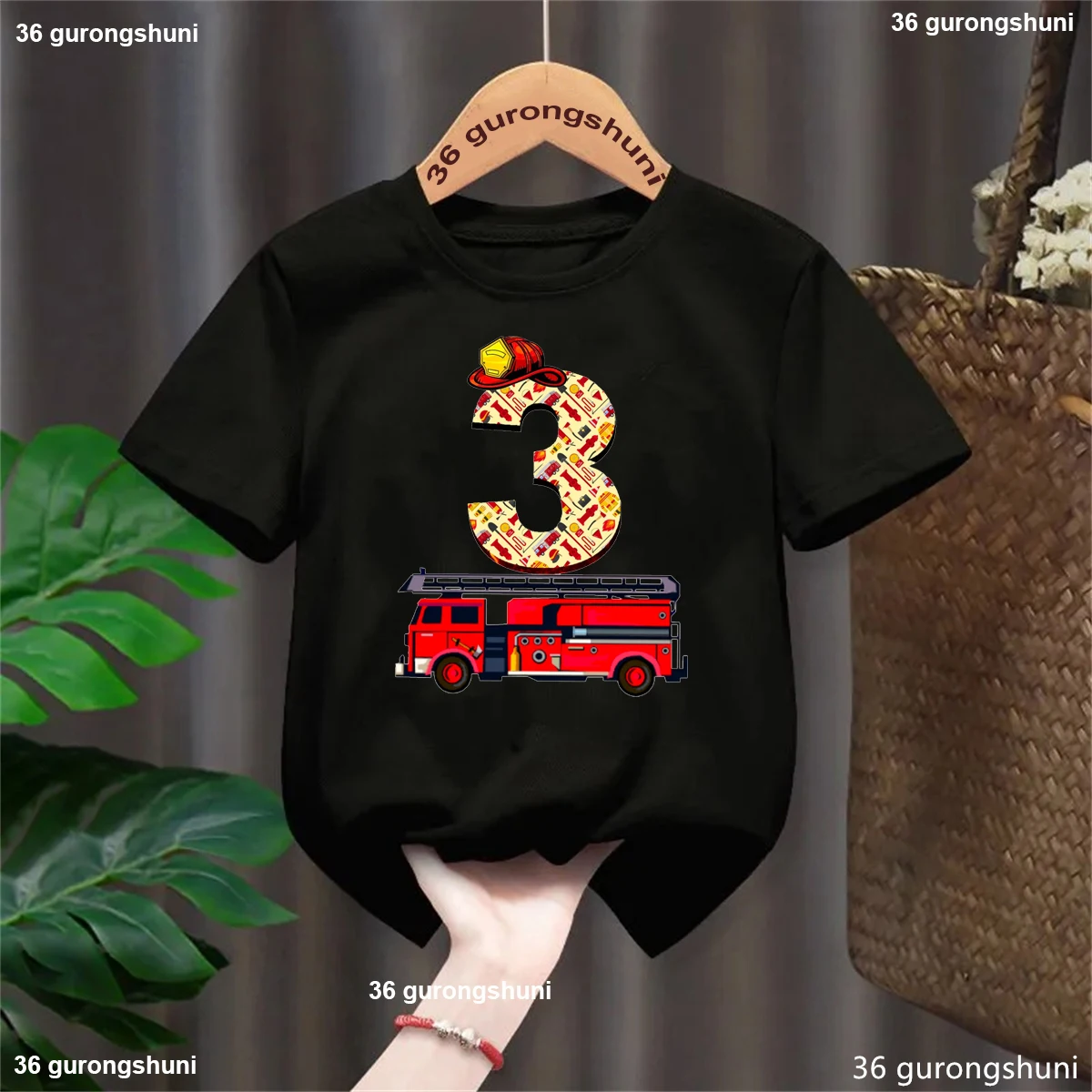 Camiseta con estampado de vehículo de ingeniería de tercer cumpleaños con nombre personalizado, ropa divertida para niños y niñas, camiseta de manga corta de verano - imagen 2