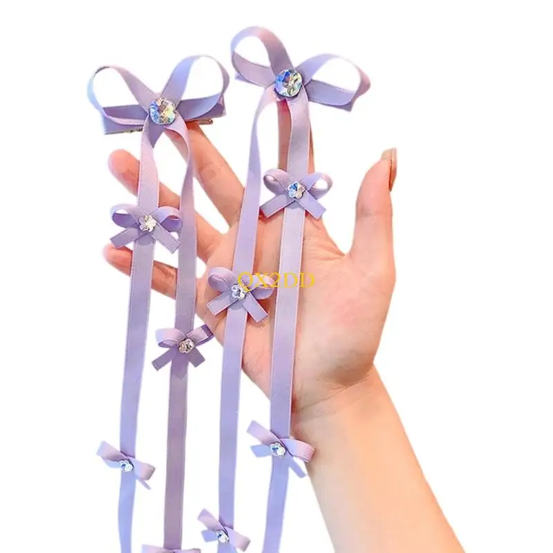 QX2D Baby Baby Babys Cabina trenzada Tasselas cinta Decoración Bownot Decoración Cordón cabello adorno - imagen 3