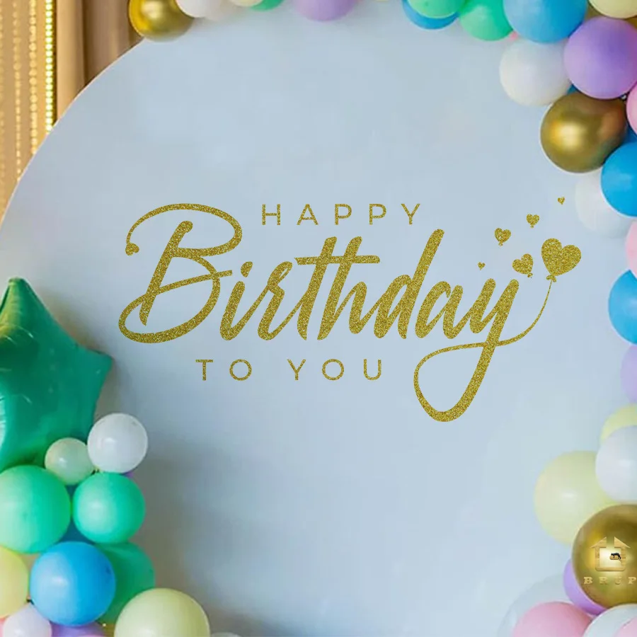 Pegatinas de pared del día de feliz cumpleaños, pegatinas decorativas autoadhesivas para fiesta con fuentes doradas de celebración de cumpleaños - imagen 5