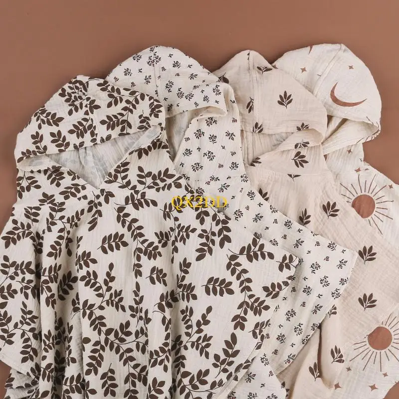 Toalla con capucha de algodón para niños pequeños – Estampado floral - imagen 2