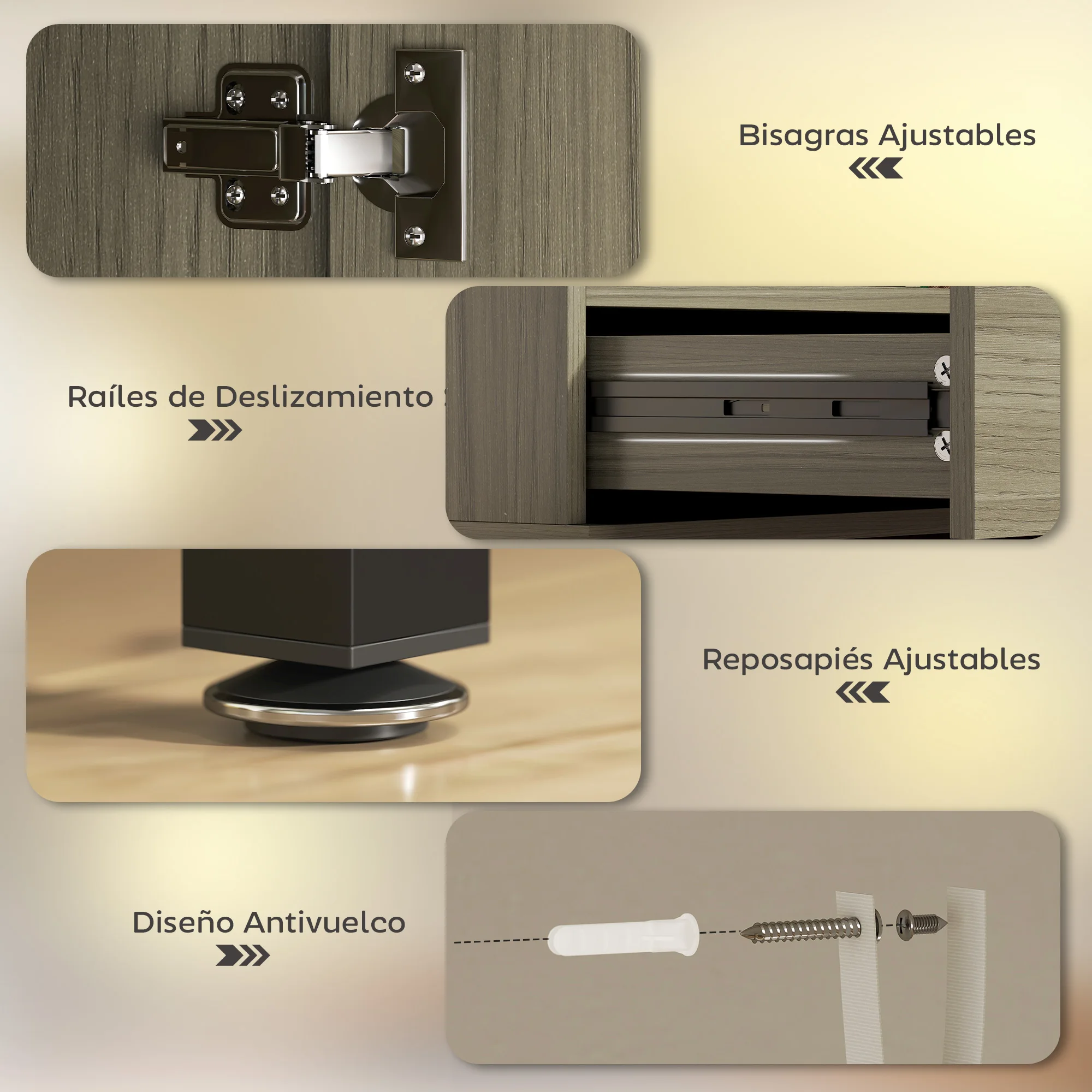HOMCOM Aparador 1 Puerta Aparador para Salón Moderno con Cajón Estante Ajustable y 3 Compartimentos Abiertos para Comedor Entrada Dormitorio 60x34x121 cm Natural - imagen 5